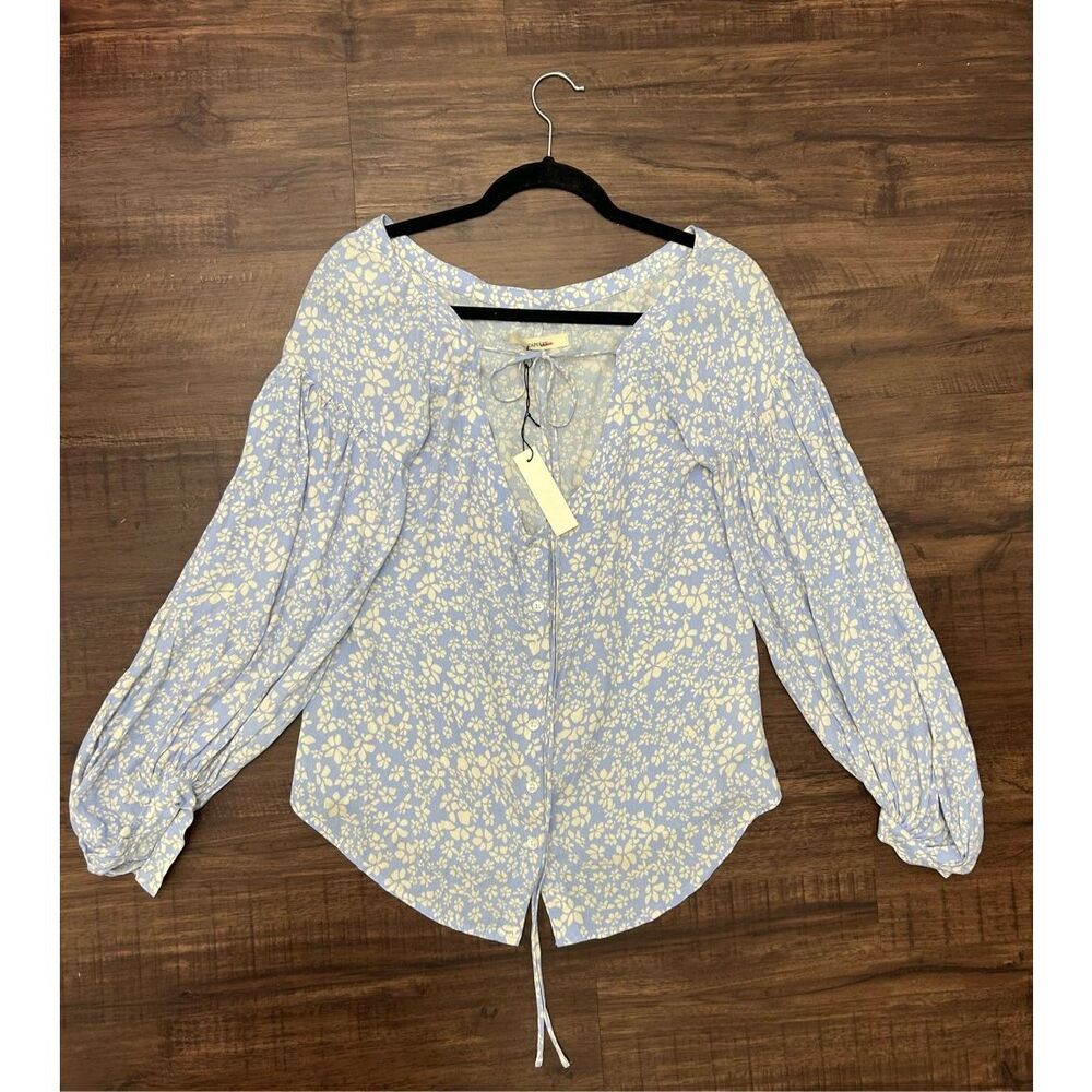 Capulet NWT Blue White Floral Tye Blouse, Sz Medium*